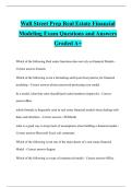 Wall Street Prep Real Estate Financial Modeling Exam Questions and Answers Graded A&plus;