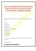 QUALYS REPORTING STRATEGIES AND BEST PRACTICES EXAM QUESTIONS AND ANSWERS&period; VERIFIED 2025&sol;2026&period;