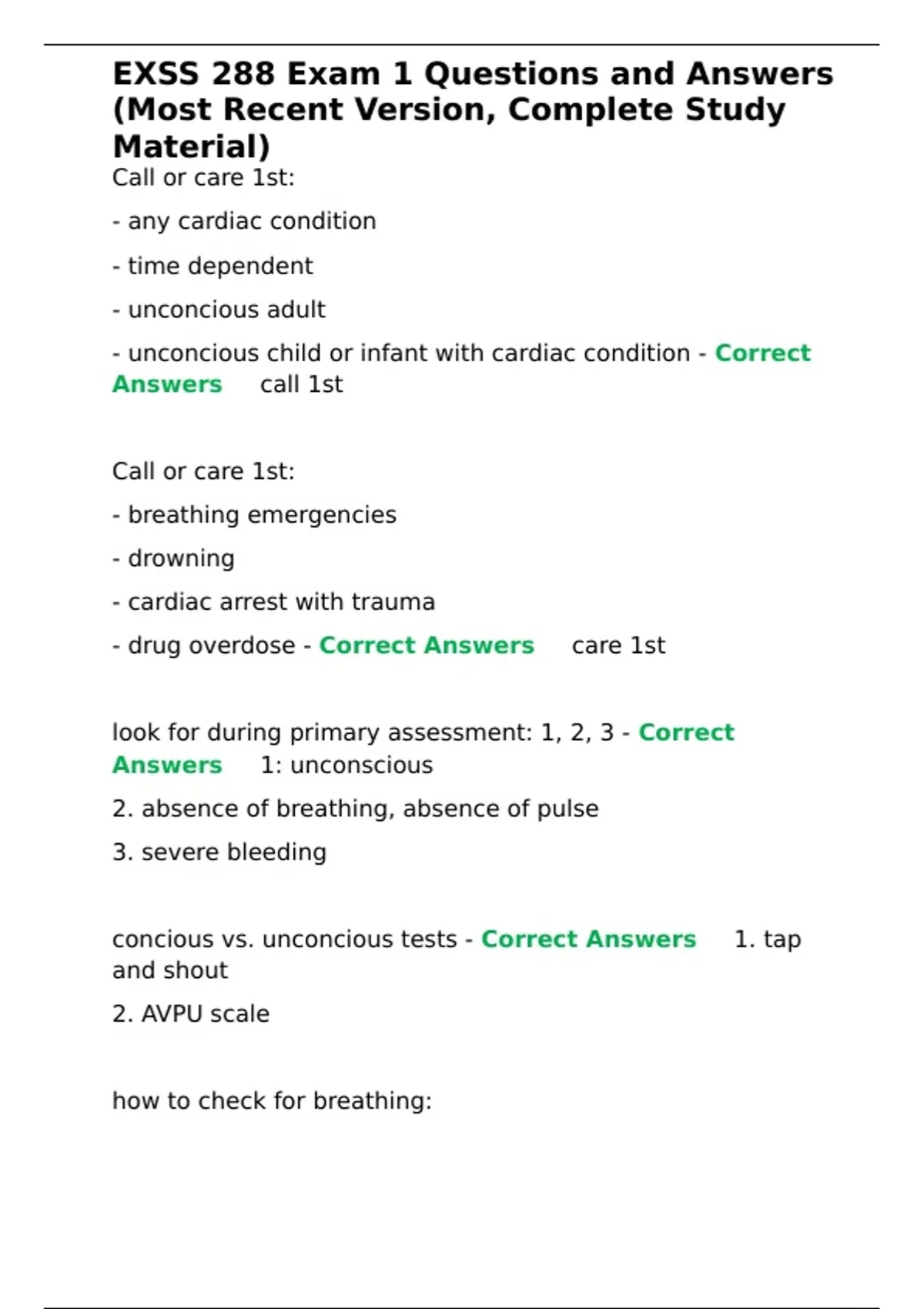 EXSS 288 Exam 1 Questions and Answers (Most Recent Version, Complete ...