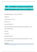 ABC - Prosthetic Assistant Exam Review Guide Questions and Answers Graded A&plus;