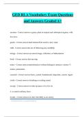 GED RLA Vocabulary Exam Questions and Answers Graded A&plus;