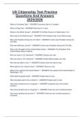 US Citizenship Test Practice  Questions And Answers  2025&sol;2026