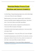 Municipal Budget Process Exam Questions and Answers Graded A&plus;