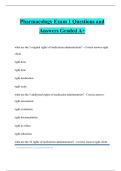 Pharmacology Exam 1 Questions and Answers Graded A&plus;