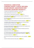 NATIONAL CAREGIVER CERTIFICATION &vert; LATEST 2025&sol;2026 EXAM UPDATE &vert; QUESTIONS AND ANSWERS &vert;ALREADY PASSED A&plus;