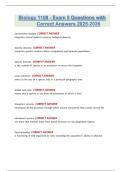 Biology 1108 - Exam 5 Questions with Correct Answers 2025-2026&period;
