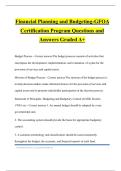 Financial Planning and Budgeting-GFOA Certification Program Questions and Answers Graded A&plus;