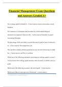 Financial Management Exam Questions and Answers Graded A&plus;