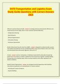 D470 Transportation and Logistics Exam Study Guide Questions with Correct Answers 2025