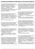 Cardiovascular Meds Test Questions and Answers Rated A