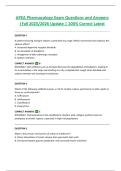 APEA Pharmacology Exam Questions and Answers &vert;Fall 2025&sol;2026 Update &vert; 100&percnt; Correct Latest