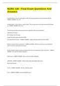 NURS 130 - Final Exam Questions And Answers 