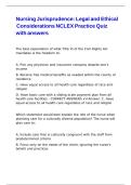 Nursing Jurisprudence- Legal and Ethical Considerations NCLEX Practice Quiz with answers