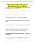 GEOG 1113 Final Exam Study Guide Questions with Correct Answers
