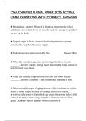 CNA CHAPTER 4 FINAL PAPER 2026 ACTUAL EXAM QUESTIONS WITH CORRECT ANSWERS