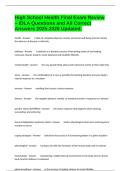 High School Health Final Exam Review &ndash; IDLA Questions and All Correct Answers 2025-2026 Updated&period;