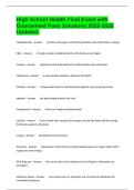 High School Health Final Exam with Guaranteed Pass Solutions 2025-2026 Updated&period;
