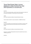 Texas Real Estate State License &lpar;National & State Portion&rpar; Pre-Test 2015 Questions & Answers