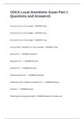 CDCA Local Anesthetic Exam Part 1 Questions and Answers