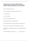 Florida Laws & Rules &lpar;Dental Exam ADEX CDCA&rpar; Questions & Answers