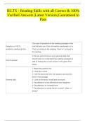 IELTS - Reading Skills with all Correct & 100&percnt; Verified Answers &vert;Latest Version&vert; Guaranteed to Pass