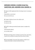 DEFENSIVE DRIVING COURSE EXAM FULL QUESTIONS AND ANSWERS 2026 GRADED A&plus;