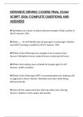 DEFENSIVE DRIVING COURSE FINAL EXAM SCRIPT 2026 COMPLETE QUESTIONS AND ANSWERS