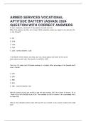 ARMED SERVICES VOCATIONAL APTITUDE BATT&period;&period;&period;2024 QUESTION WITH CORRECT ANSWERS
