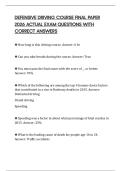 DEFENSIVE DRIVING COURSE FINAL PAPER 2026 ACTUAL EXAM QUESTIONS WITH CORRECT ANSWERS