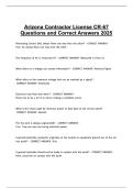Arizona Contractor License CR-67 Questions and Correct Answers 