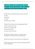 DENTAL ASSISTANT LICENSURE LATEST VERSION EXAM QUESTIONS AND CORRECT ANSWERS WITH EXPLANATIONS 2026&period;