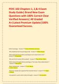 PSYC 102 Chapters 1&comma; 2&comma;& 4 Exam Study Guide&vert; Brand New Exam Questions with 100&percnt; Correct Clear Verified Answers&vert; All Graded A&plus;&vert;Latest Premium Update&vert;100&percnt; Guaranteed Success&period;