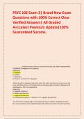 PSYC 102 Exam 2&vert; Brand New Exam Questions with 100&percnt; Correct Clear Verified Answers&vert; All Graded A&plus;&vert;Latest Premium Update&vert;100&percnt; Guaranteed Success&period;