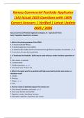 Kansas Commercial Pesticide Applicator  (1A) Actual 2025 Questions with 100%  Correct Answers | Verified | Latest Update  2025 / 2026