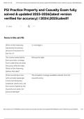 PSI Practice Property and Casualty Exam fully solved & updated 2025-2026&lpar;latest version verified for accuracy&rpar; &vert; 20242025Latest&excl;&excl;