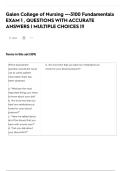 Galen College of Nursing &mdash;-3100 Fundamentals EXAM 1 &comma; QUESTIONS WITH ACCURATE ANSWERS &vert; MULTIPLE CHOICES &vert;&excl;&excl;