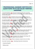 PROFESSIONAL BANKER CERTIFICATE  QUESTIONS WITH DETAILED VERIFIED  ANSWERS