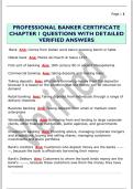 PROFESSIONAL BANKER CERTIFICATE  CHAPTER 1 QUESTIONS WITH DETAILED  VERIFIED ANSWERS