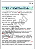PROFESSIONAL SALES QUESTIONS WITH  DETAILED VERIFIED ANSWERS