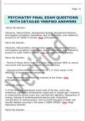 PSYCHIATRY FINAL EXAM QUESTIONS  WITH DETAILED VERIFIED ANSWERS