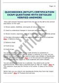 QUICKBOOKS &lpar;INTUIT&rpar; CERTIFICATION  EXAM QUESTIONS WITH DETAILED  VERIFIED ANSWERS