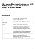 Epic Modules EXAM Questions & Answers &vert; 100&percnt; Verified solutions &vert;Questions with Correct Answers 2025 latest update&excl;&excl;