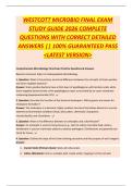 WESTCOTT MICROBIO FINAL EXAM  STUDY GUIDE 2026 COMPLETE  QUESTIONS WITH CORRECT DETAILED  ANSWERS &vert;&vert; 100&percnt; GUARANTEED PASS  <LATEST VERSION> 