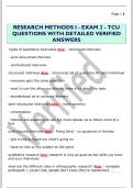 RESEARCH METHODS I - EXAM 2 - TCU  QUESTIONS WITH DETAILED VERIFIED  ANSWERS