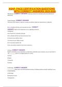 ASAP- PACE CERTIFICATION QUESTIONS WITH CORRECT ANSWERS 2025-2026&period;
