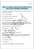 RHM 474 FINAL EXAM QUESTIONS WITH  DETAILED VERIFIED ANSWERS