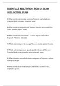 ESSENTIALS IN NUTRITION BIOD 121 EXAM 2026 ACTUAL EXAM