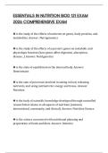 ESSENTIALS IN NUTRITION BIOD 121 EXAM 2026 COMPREHENSIVE EXAM