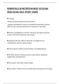 ESSENTIALS IN NUTRITION BIOD 121 EXAM 2026 EXAM Q&A STUDY GUIDE