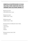 ESSENTIALS IN NUTRITION BIOD 121 EXAM 2026 FINAL PAPER QUESTIONS WITH FULL ANSWERS AND SOLUTIONS GRADED A&plus;&rsqb;